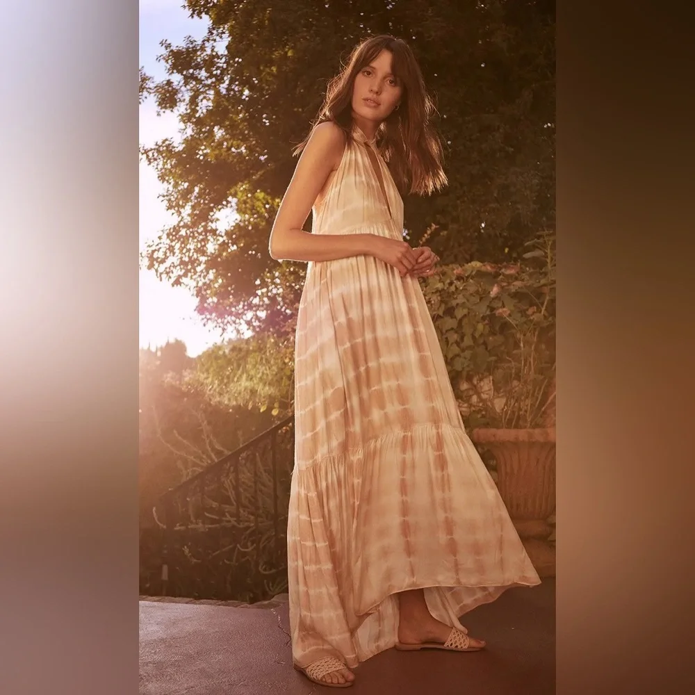 SAYLOR Amaranth Striped Tie-Dye Tiered Maxi Dress - Picture 1 of 11